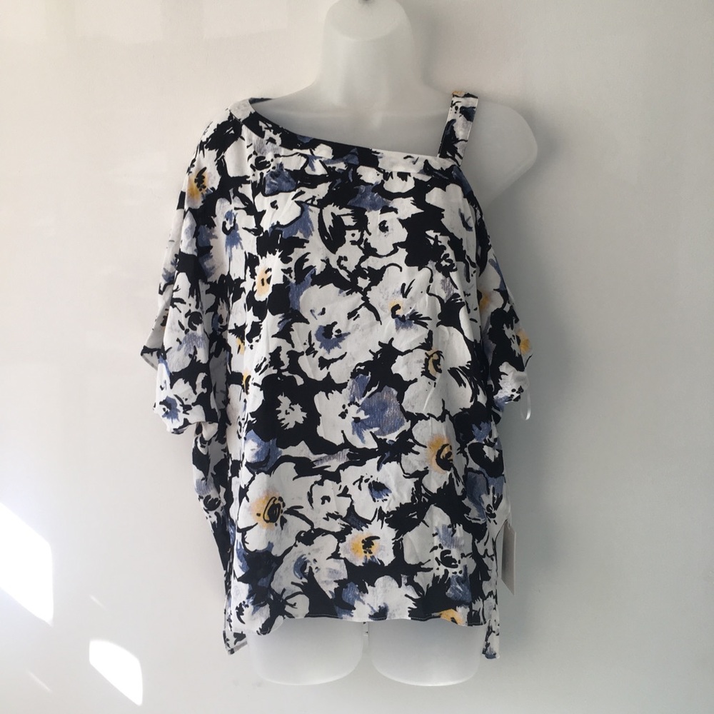 1. State Cold Shoulder Floral Oversized Blouse